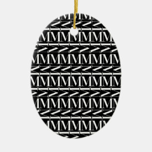 Monogram Initial Letter M Ceramic Tree Decoration