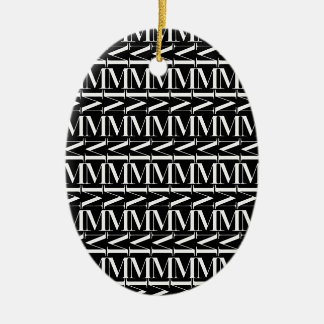 Monogram Initial Letter M Ceramic Tree Decoration (Front)