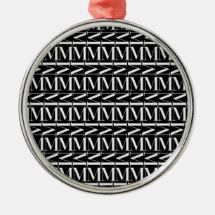 Monogram Initial Letter M Metal Tree Decoration