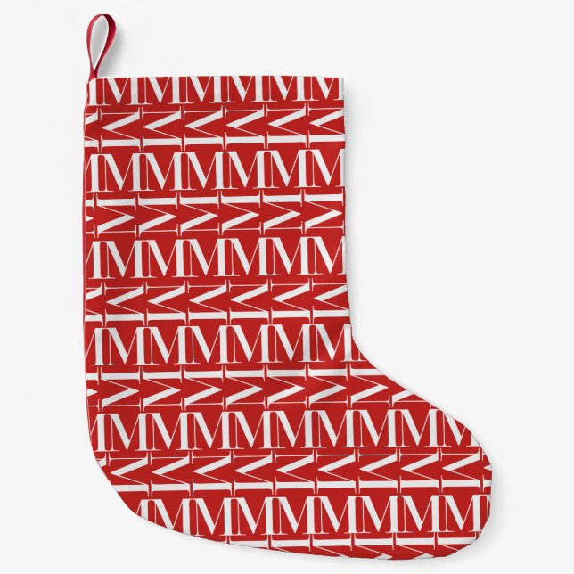 Monogram Initial Letter M Small Christmas Stocking (Front)