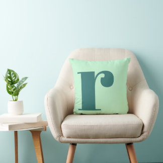 Monogram Initial Letter Mint Green Teal Cushion