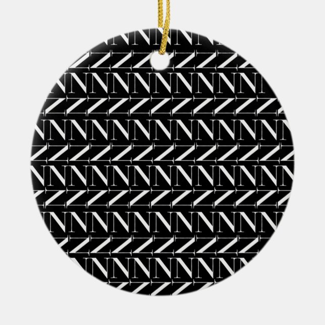 Monogram Initial Letter N Ceramic Tree Decoration (Front)