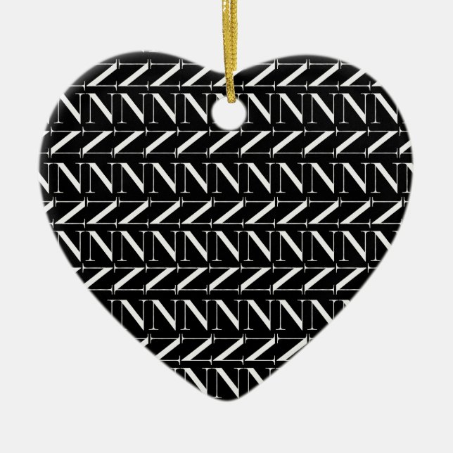 Monogram Initial Letter N, Choose Background Ceramic Tree Decoration (Front)