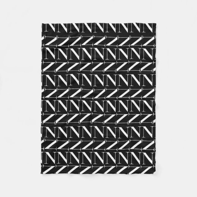 Monogram Initial Letter N Fleece Blanket (Front)