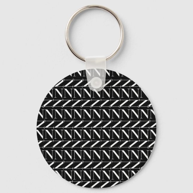 Monogram Initial Letter N Key Ring (Front)