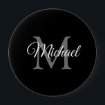 Monogram Initial Letter Name Black Template Huge 10 Cm Round Badge<br><div class="desc">Personalized Monogram Name Black Template Elegant Trendy Huge Round Button.</div>