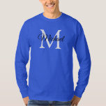 Monogram Initial Letter Name Men's Deep Royal Blue T-Shirt<br><div class="desc">Monogram Initial Letter Name Men's Deep Royal Blue Template Elegant Trendy Basic Long Sleeve T-Shirt.</div>
