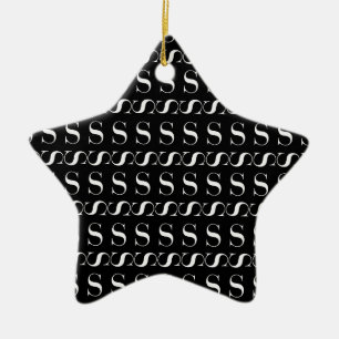 Monogram Initial Letter S, Choose Background Ceramic Tree Decoration