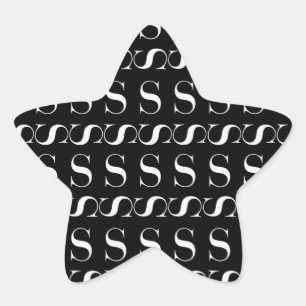 Monogram Initial Letter S Star Sticker