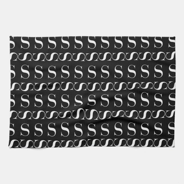 Monogram Initial Letter S Tea Towel (Horizontal)