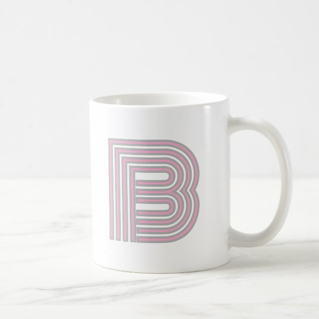 Monogram Initial Letter Simple Minimal Modern Pink Coffee Mug (Right)