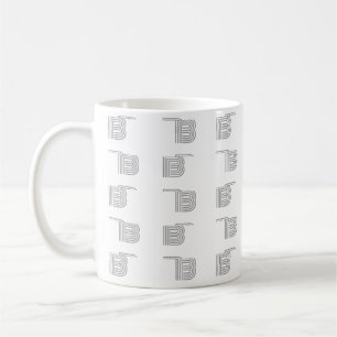 Monogram Initial Letter Simple Pattern Modern Grey Coffee Mug
