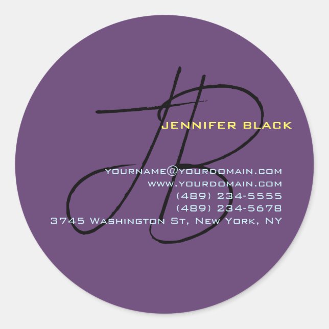 Monogram Initial Letters Indigo Minimalist Modern Classic Round Sticker (Front)