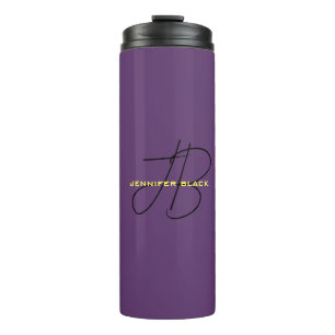 Monogram Initial Letters Indigo Minimalist Modern Thermal Tumbler