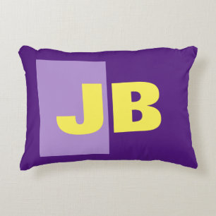 Monogram Initial Letters Purple Yellow Decorative Cushion
