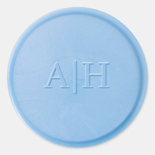 Monogram Initial Linen Blue Wax Seal Sticker