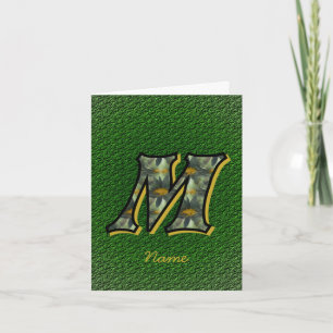 Monogram Initial M Daisies Art Personalised Note Card