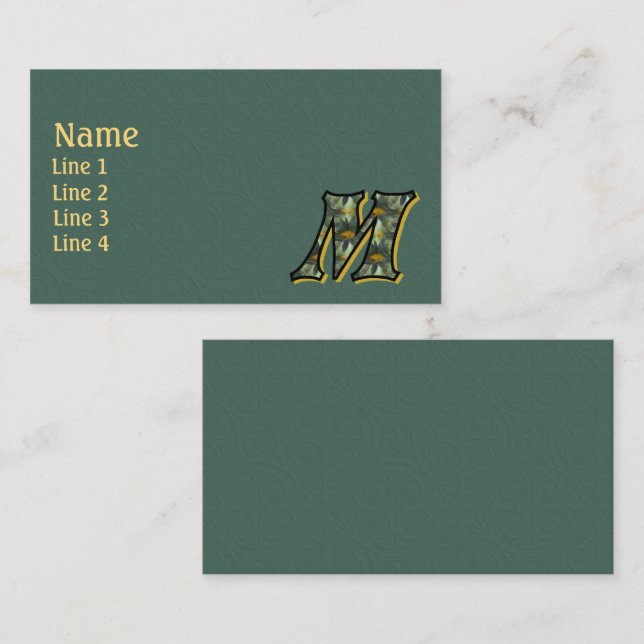 Monogram Initial M Daisies Floral Art Business Card (Front/Back)
