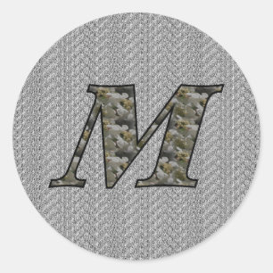 Monogram Initial M Hydrangea Floral Sticker