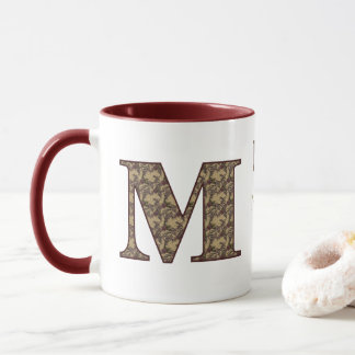 Monogram Initial M Vintage Floral Personalised Mug
