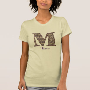 Monogram Initial M Vintage Floral Personalised T-Shirt