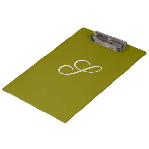 Monogram initial minimalist sage green clipboard
