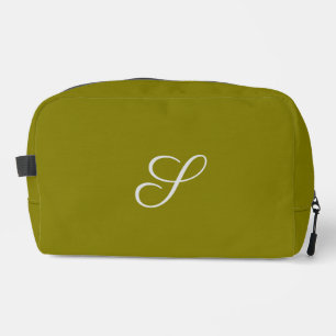 Monogram initial minimalist sage green dopp kit