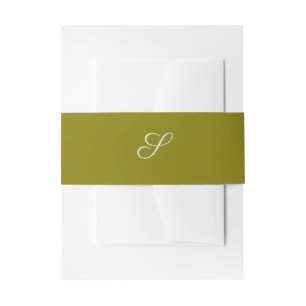 Monogram initial minimalist sage green  invitation belly band