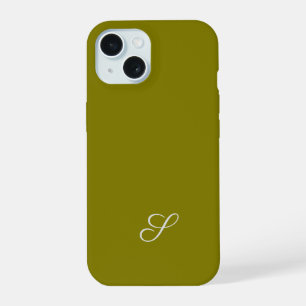 Monogram initial minimalist sage green iPhone 15 case
