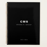 Monogram Initial Modern Black and White  Planner<br><div class="desc">A classic modern black and white planner.  This planner features a classic monogram text with the option to add your name and year.  All text is customisable and can be replaced with any text of your choice.</div>
