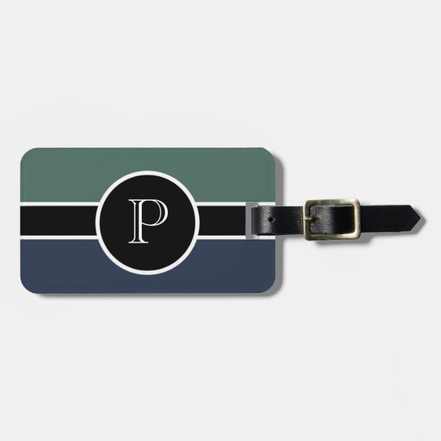 Monogram Initial Modern Chic Travel Professional Luggage Tag (Front Horizontal)