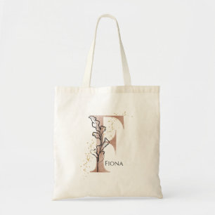 Monogram Initial Modern Letter F Boho Personalised Tote Bag