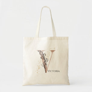 Monogram Initial Modern Letter V Boho Personalised Tote Bag