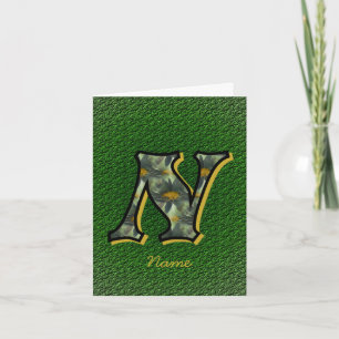 Monogram Initial N Daisies Art Personalised Note Card