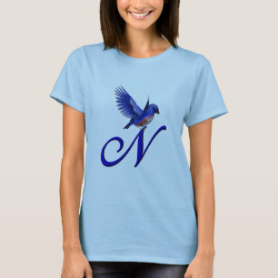 Monogram Initial N Elegant Bluebird T Shirt