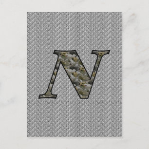 Monogram Initial N Hydrangea Flowers Postcard