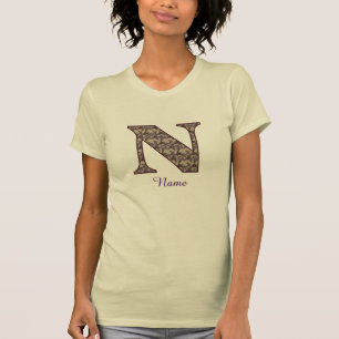Monogram Initial N Vintage Floral Personalised T-Shirt
