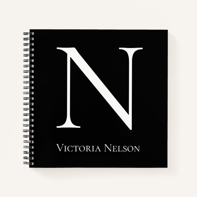 Monogram Initial Name Customised Modern Notebook (Front)