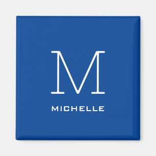 Monogram Initial Name Deep Blue Unique Minimalist Magnet