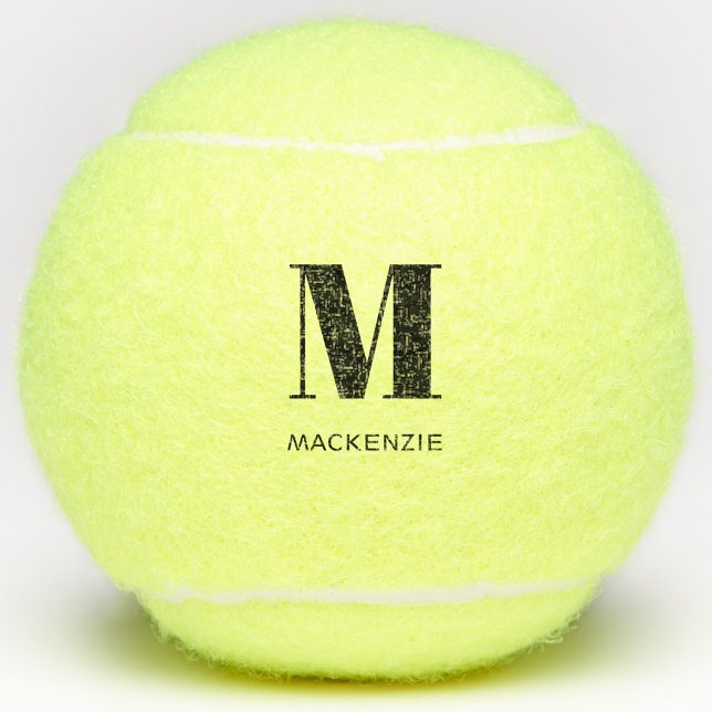 Monogram Initial Name Personalised Tennis Balls (Monogram initial minimalist personalized tennis balls)