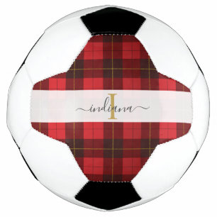 Monogram Initial Name Plaid Tartan Wallace Soccer Ball