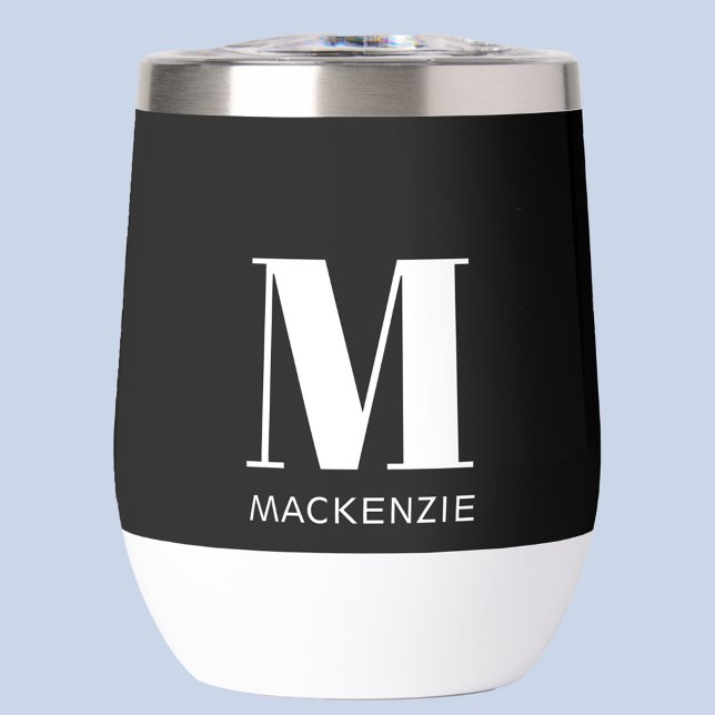 Monogram Initial Name Simple (Monogram initial name personalized minimalist thermal wine tumbler)