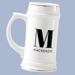 Monogram Initial Name Simple Beer Stein<br><div class="desc">Modern typography minimalist monogram initial name design which can be changed to personalise.</div>