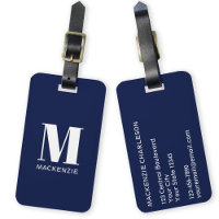 Monogram Initial Name Simple Navy Blue