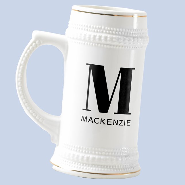 Monogram Initial Name Simple Personalised Beer Stein (Simple monogram initial name personalized beer stein. Ideal gift for your dad, brother or grandad.)