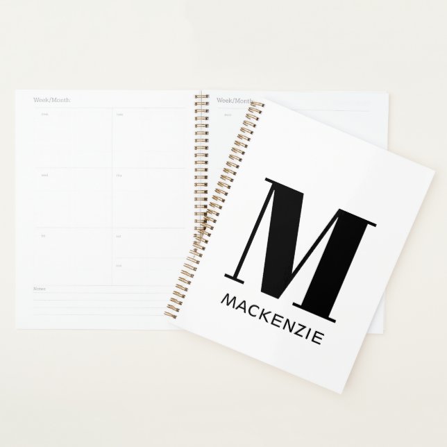 Monogram Initial Name Simple Personalised Planner (Display)