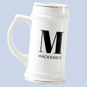 Monogram Initial Name Simple Personalized Beer Stein