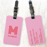Monogram Initial Name Simple Pink and Red Luggage Tag<br><div class="desc">Elevate your travel experience with this modern typography minimalist monogram initial name design in pink and red which can be changed to personalise. These stylish tags not only ensure your luggage stands out on the carousel but also add a personal touch to your travel essentials. Designed for easy identification, making...</div>