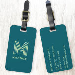Monogram Initial Name Simple Teal Pistachio Green Luggage Tag<br><div class="desc">Elevate your travel experience with this modern typography minimalist monogram initial name design in pistachio and teal green which can be changed to personalise. These stylish tags not only ensure your luggage stands out on the carousel but also add a personal touch to your travel essentials. Designed for easy identification,...</div>