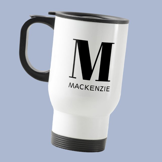 Monogram Initial Name Simple Travel Mug (Simple monogram initial name personalized modern typography travel mug)